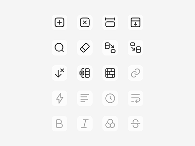 Custom Sheet Icons details equals icons spreadsheet toolbar typography