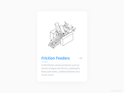 ⚙ Friction Feeder blue card feeder gray illustration machine shadow ui web white