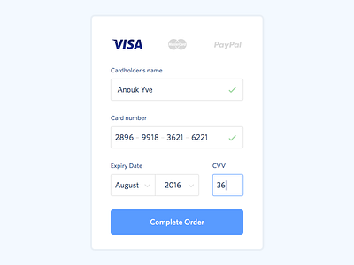 004 –– Credit Card Payment babyblue card credit dailyui dropdown input mastercard payment paypal ui ux visa