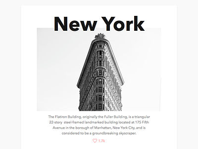 014 –– Location Card building card dailyui flatiron likes location newyork ui widget