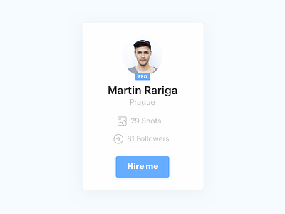 019 –– Dribbble Profile Card card dailyui dribbble follow hire profile shots ui widget