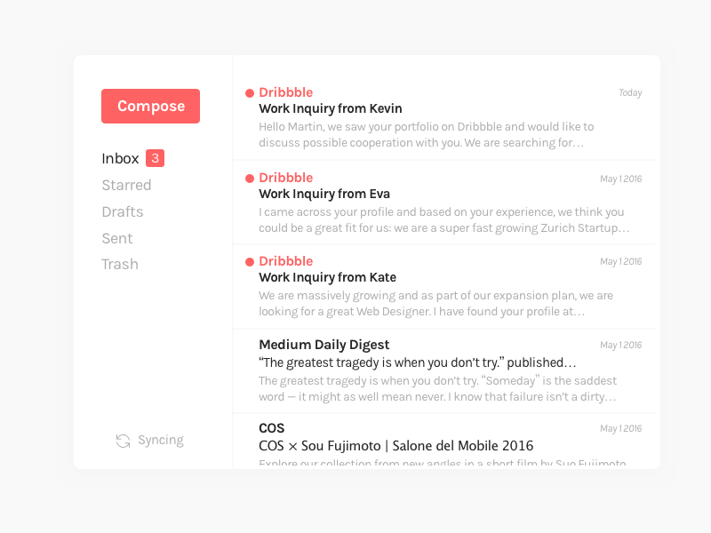 038 –– Email Client by Martin Rariga on Dribbble
