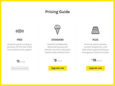 040 –– Pricing Table account dailyui free payment plan plus pricing standard subscription table ui ux