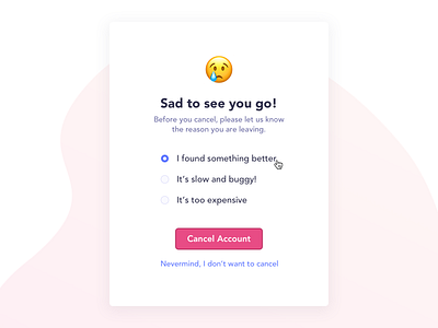 Capture the why baremetrics cancellation insights card data collection form ui