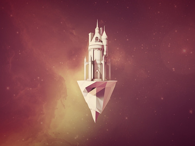 Space Chateau 3d c4d castle chateau cinema 4d fantasy galaxy low poly lowpoly palace render space