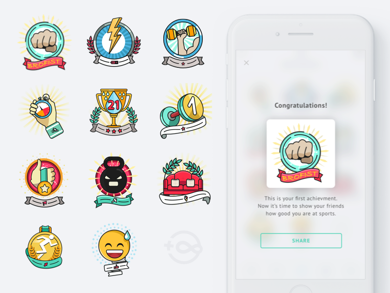 Sport badge set for training app by PLUS8 on Dribbble