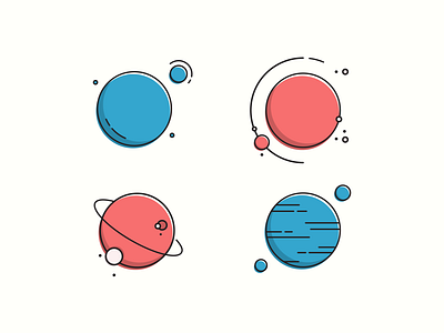 Planets flat illustration graphic design icon icon set ill illustration lineart minimal planet vector