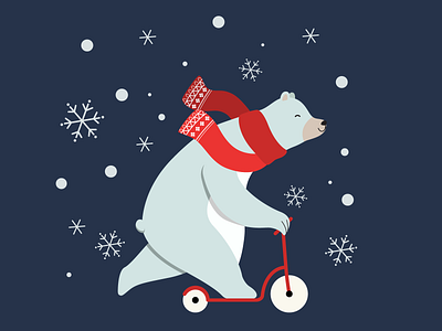 Polar bear on a scooter
