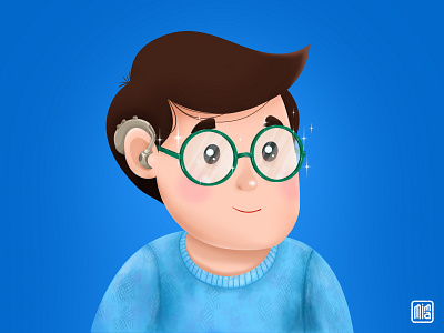 Boy in Blue app art brand design character design character illustration characters disability glasses glasses frame hearing aid illustration shiny ui ux