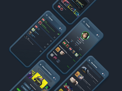 Steam Concept App Design app app design concept figma interface minimal redesign steam ui ux