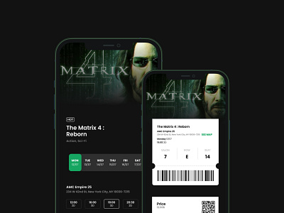 Movie Ticket App app design matrix movie ticket