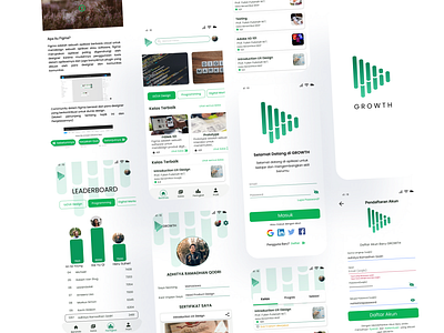 GROWTH Mobile Learning Management System app branding design educational green lms skill ui uiuxdesign ux wireframe