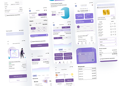 GOLD INVESTMENT APPS app clean design design system educational gold investment portofolio purple uiux ux