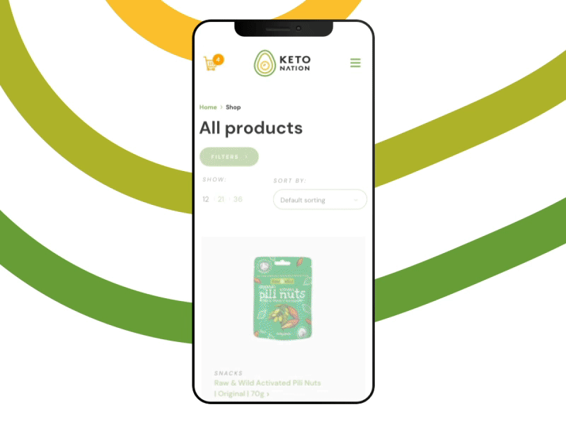 Keto Nation E-commerce | mobile buying process animation basket cart checkout diet e commerce fit keto ketogenic mobile ui