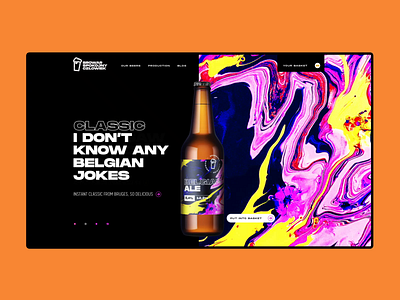 Spokojny Człowiek Brewery - top animation animation beer beer label bottle brewery brutalism colorful experimental fluid homepage landing page liquid marble slider ui ux wide font
