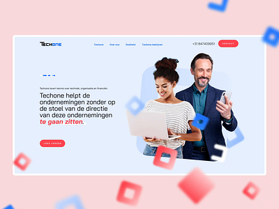 Techone - second version of a homepage branding floating interactions it logo motion netherlands rectangles shape techone website