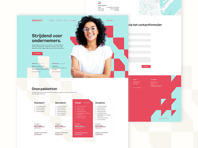 Digihero website design 404 blue digital face homepage patterns pink typography ui