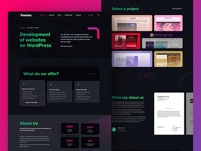 Landing page for IT company agency animation clean ui dark dark landing page dark ui dark website design graphic design home page interface landing page ui ui design ui ux web webdesign