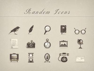 Icons 3 bird camera clock facebook feather glasses globe hourglass icon icons instagram lens mail note paper phone photo picture retro sandglass tv twitter vintage youtube