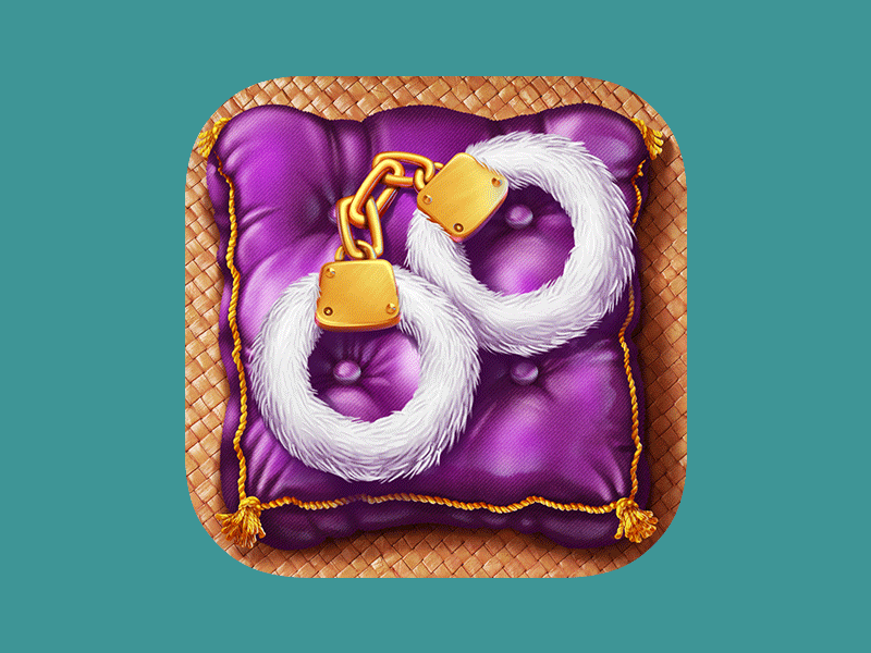 Sexy icons for Kamasutra app dice handcuffs key pillow rings