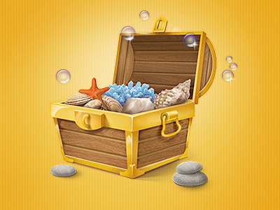 First shot — chest! chest stones bubbles starfish icon