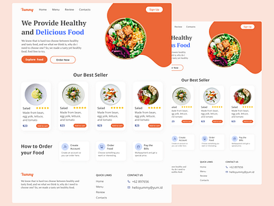 Food Ordering Landing Page branding clean dekstop design food landing page orange product design signup simple ui ux