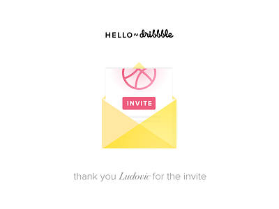 Hello Dribbble! first shot flat design invitation thanks