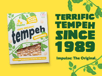 Impulse Tempeh adobe advert branding design graphic design healthy illustration illustrator indesign logo packaging print procreate soya tempeh vegan vegetarian