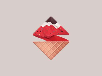 Shagagraf - ice cream style color flat ice cream illustration logo pencil personal photoshop red wood