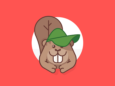 Beaver Hut Shop badge beaver character hut lineart logo shop