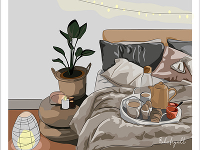 Aesthetic Bedroom Illustration