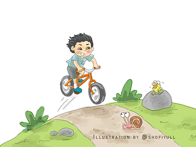 Dangerous Ride! adobe photoshop animal illustration cartoon children book children illustration cute cartoon cute illustration illustration kid cartoon kid illustration kid riding bike ride bike illustration