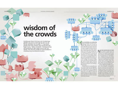 About Crowdsourcing, Blauw Magazine illustration magazine print