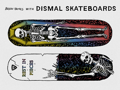 BREAK BONES coffin deck halloween holographic illustration skate skateboard skeleton skull