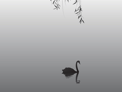 The Swan adobe illustrator art black illustraion leaf painting reflection river shadow swan tree water