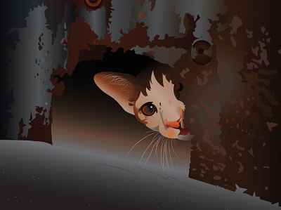 Hide & seek adobe illustrator cat hide and seek hole illustraion