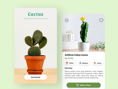 Cactus android design app cactus cactus illustration design flower food free green neumorphism plant tag tanaman ui ui design ux uxdesign