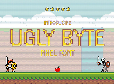 Ugly Byte - Pixel Font 8bit apparel authentic card game cover album disc cover flyer game headings headlines marker music pixel poster retro retro brand tittle type typography unique