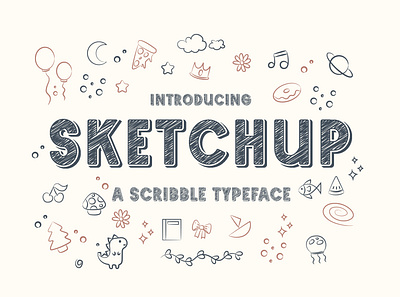 Sketchup - Adorable Scribble Typeface adorable apparel authentic charming child cover creative cute flyer fun game kids theme marker menu playful poster quotes scribble typography unique