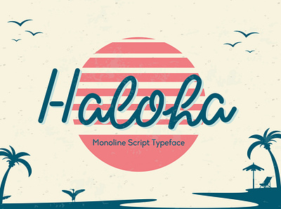 Haloha – Monoline Script Typeface beach beauty branding business card casual design elegant headline logo monoline natural product quotes script social media summer title typeface typographies