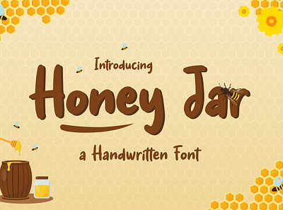 Honey Jar - Fancy Honey Farm Font adorable bee bold branding comic cute display farm fresh fun handwritten heading honey jar natural nature original playful project sweet font