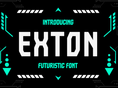 Exton - Sharp Futuristic Font alien app apparel artificial intelligence cosmos cyborg digital display future futuristic game game font geometric modern robotic sci fi science space space adventures technology