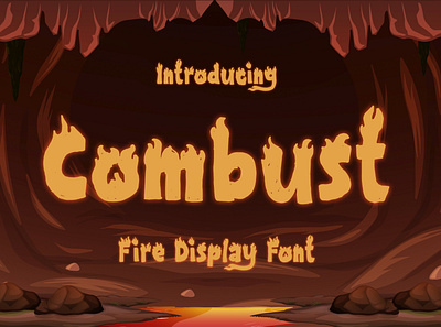 Combust - Fire Display Font blaze bold bonfire branding burnt cartoon comic cooking creative danger display fast fiery flame flyer grill heat horror