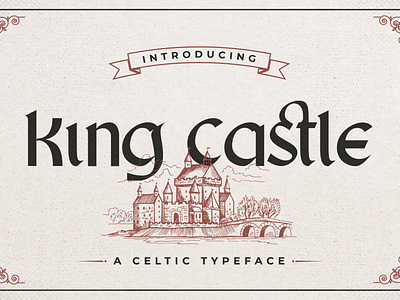 King Castle - Celtic Typeface aesthetic apparel branding celtic classy danish decoration elegant flyer gothic lore font lowercase luxury medieval modern nordic norwegian old font poster quotes