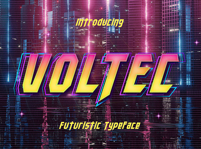 Voltec - Futuristic Typeface angular app apparel artificial intelligence cosmos cyborg digital display future futuristic game game font geometric modern robotic sci fi science space space adventures technology