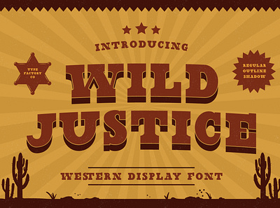 Wild Justice – Western Display Font 1800s camping cowboy display grunge logo modern outdoors outline quotes regular retro rustic shadow vintage west western western font wild west