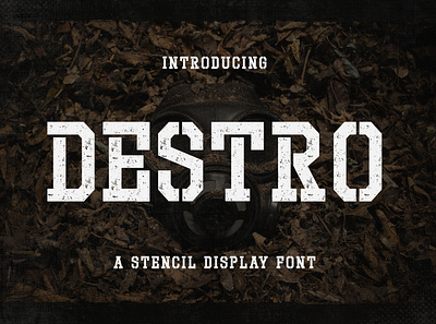 Destro - Stencil Display Font apparel branding decorative design display display font geometric grunge illustration logo mechanical modern poster quotes retro stencil strong vintage