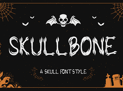 Skullbone - A Skull Font Style apparel bone branding creepy decorative display display font ghost graphic design halloween horror illustration logo modern poster quotes skull skull font