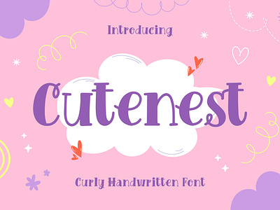 Cutenest - Curly Handwritten Font apparel branding covers curly font design display handwritten invitation joyful kids modern poster quotes