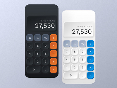 Calculator App 3dbutton app application calculator darkmode design figma ios lightmode neumorphism ui ux